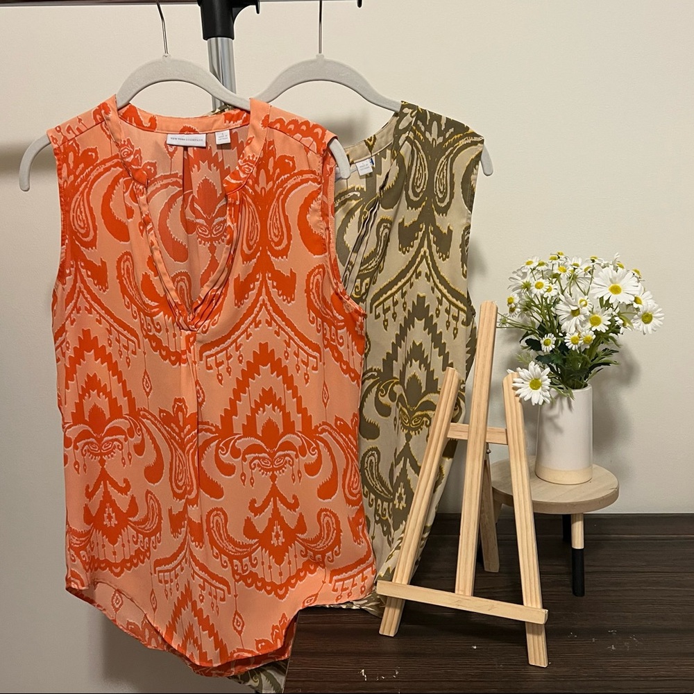 Orange Patterned Blouse. New York Company.